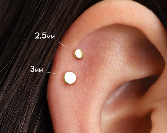 Boucles d'oreilles labret à dos plat et petits disques 18G/16G • clous de nez • boucles d'oreilles simples • boucles d'oreilles dormeuses de tous les jours