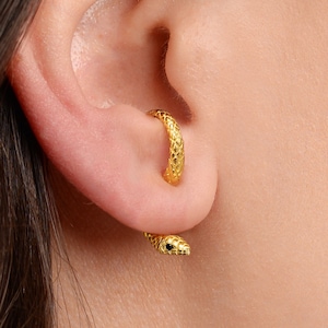 Snake Front Back Stud Earrings • serpent ear jacket • unique earrings • snake jewelry • serpent earrings • elevado jewelry