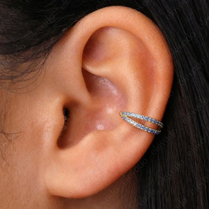 NEW • Paved Aquamarine Conch Twin Clicker Helix Hoops, Helix Ring, Conch Hoop, 16G/18G/20G • Daith Hoop • Tragus Hoop • Rook Hoop