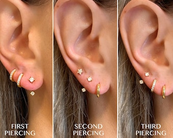 Gouden oorjasje • oorbellen aan de voorkant • sierlijk oorvest • gouden oorbellen • oorschelpbellen - minimale oorbel • cz oorjas
