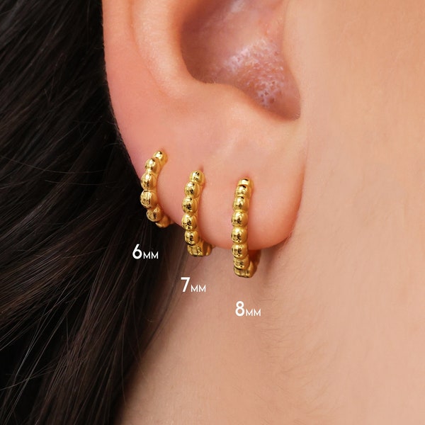 Bead Helix Hoop Earrings • dainty hoops • silver hoops • huggie hoop earrings • small hoop earrings • cartilage gold hoop earrings