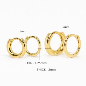 Simple Everyday Huggie Hoop Earrings rounded hoop earrings cartilage hoop gold conch hoop small helix hoop huggie tragus hoop image 3