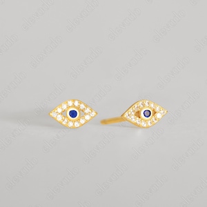 Evil Eye Stud Earrings • dainty evil eye earrings • eye silver studs • small eye stud earrings • minimalist earrings • elevado jewelry