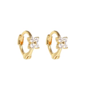 Tiny Flower Hoop Earrings • cartilage hoop earrings • dainty hoop earrings • flower earrings • tragus hoop earrings • gold huggie hoops