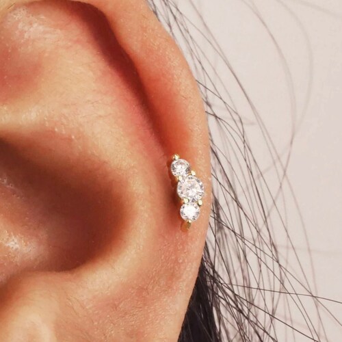 20G/18G/16G Tiny Cartilage Gold Stud Earrings Dainty Tragus Etsy