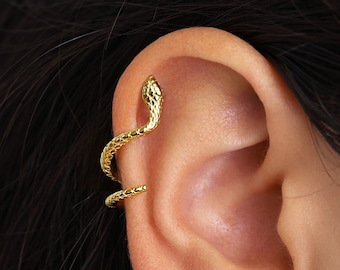 Serpent Climber Stud Earrings • cartilage CZ snake dainty earring • gold studs • gold stud earring • minimalist earrings • elevado