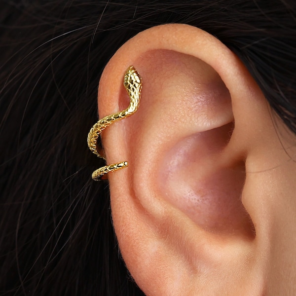 Serpent Climber Stud Earrings • cartilage CZ snake dainty earring • gold studs • gold stud earring • minimalist earrings • elevado