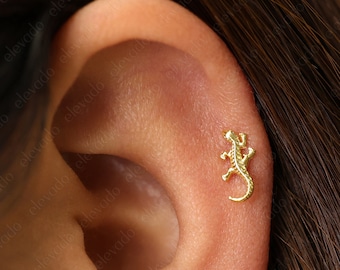 Gecko Labret Stud • 16G/18G Internally Threaded Cartilage Earring