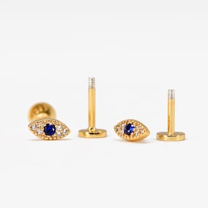 20G/18G/16G Evil Eye Cartilage Gold Stud Earring • conch earrings • tiny stud earring •  cartilage stud • helix stud • tragus studs