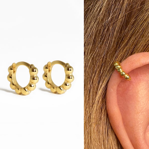 18G Bead Cartilage Hoop Earrings • tragus earrings • tiny hoop earrings • cartilage hoop earrings • helix hoop • small hoop • gold hoops