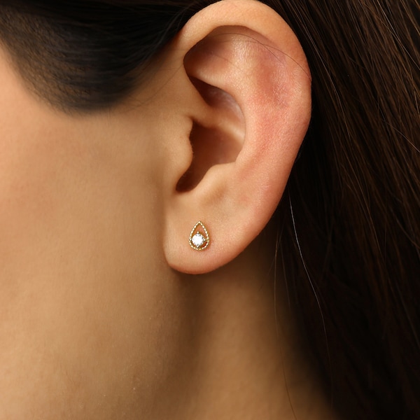 Teardrop Studs • dainty earrings • tiny stud earrings • small stud earrings • silver stud earrings • minimalist earrings