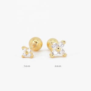 20G Bloem Kraakbeen Gouden Stud Oorbellen schelp oorbellen kleine stud oorbellen kraakbeen stud helix stud tragus studs schroef terug afbeelding 2