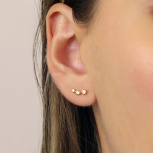 Tiny Climber Stud Earrings • CZ dainty earrings • gold studs • small stud earrings • minimalist earrings • silver stud earrings