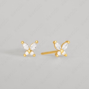 Tiny CZ Butterfly Earrings • butterfly stud earrings • dainty earrings • minimalist earrings • tiny stud earrings • gold stud earrings