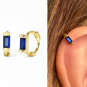 18G Sapphire Cartilage Hoop Earrings • tragus earrings • tiny hoop earrings • cartilage hoop earrings • helix hoop • small hoop