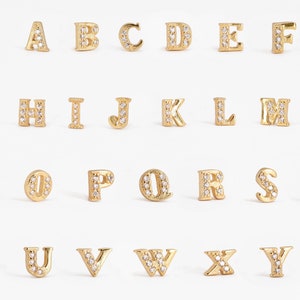 18K Gold Initial Letter Stud Earrings • tragus • helix • conch minimalist earrings • cartilage earrings • gift for women • elevado