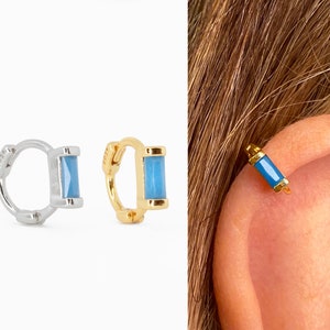 18G Turquoise Cartilage Hoop Earrings • tragus earrings • tiny hoop earrings • cartilage hoop earrings • helix hoop • small hoop