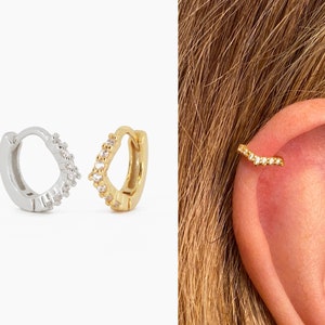 18G Paved Chevron Cartilage Hoop Earrings • tragus earrings • tiny hoop earrings • cartilage hoop earrings • helix hoop • small hoop