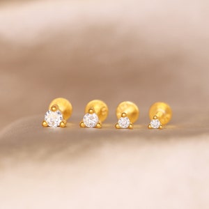 18G/16G Tiny Diamond Tragus Stud • Internal Thread • Conch Earring • Cartilage Stud • Forward Helix • Piercing Jewelry