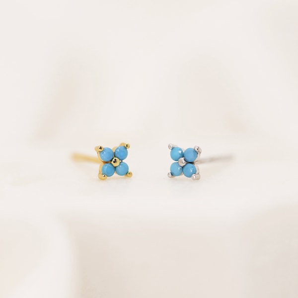 Turquoise Flower Stud Earrings • turquoise stud • turquoise jewelry • minimalist earrings • elevado jewelry