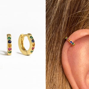 18G Multicolor Cartilage Hoop Earrings • tragus earrings • tiny hoop earrings • cartilage hoop earrings • helix hoop • small hoop