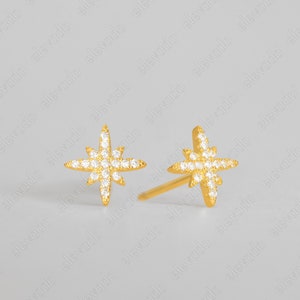 Star Diamond Stud Earrings • minimalist jewelry • starburst stud • star earrings • celestial stud • gold stud earrings • elevado jewelry