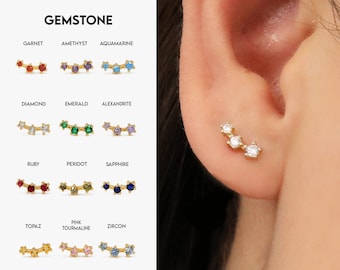 NOUVEAU ‣ Boucles d’oreilles Birthstone Tiny Climber Stud • Boucles d’oreilles délicates CZ • Boucles d’oreilles en or • Boucles d’oreilles minimalistes • Boucles d’oreilles à clous en pierre de naissance