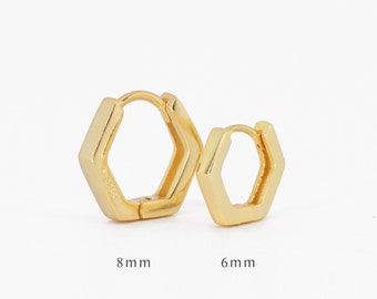 Hexagon Hoops • small hoop earrings • hoop earrings • dainty hoops • gold hoops • huggie hoop earrings • geometric earrings • minimalist