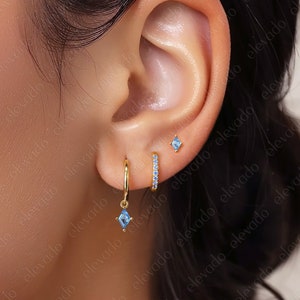 Aquamarine Hoop Earring Set by Elevado • Aquamarine Hoop Earrings • Hoop Earrings • Blue Jewelry • Birthstone Earrings • Wife Gift