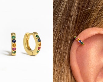 18G Multicolor Cartilage Hoop Earrings • tragus earrings • tiny hoop earrings • cartilage hoop earrings • helix hoop • small hoop