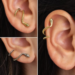 Dainty Serpent Climber Stud Earrings • CZ snake dainty earring • gold studs • small stud earring • minimalist earrings • silver stud earring