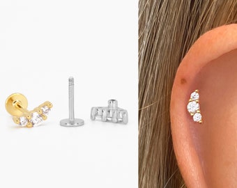 20G/18G/16G Climber Cartilage Gold Stud Boucles d’oreilles • Boucles d’oreilles en conque • boucles d’oreilles minuscules • cartilage • goujon hélice • goujon tragus • dos plat