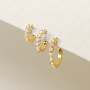 Diamond Huggie Hoops • cartilage hoop • rook hoop • gold hoop earrings • diamond earrings • huggie hoop earrings • stacking earrings