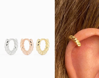 18G Thick Rope Cartilage Hoop Earrings • tragus earrings • tiny hoop earrings • cartilage hoop earrings • helix hoop • small hoop