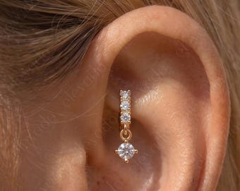 Dangle Rook Earring • small hoop earrings • huggie hoop earrings • tiny hoop earrings • tiny hoops • huggie hoop earrings • gold • silver