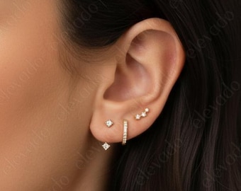 Dainty Everyday Ear Stack Set • gift for her • bridesmaid gift • mothers day gift • gold hoop earrings • minimalist earrings • elevado
