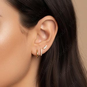 Sterling Silver Hoop Earring Set • Minimalist Gold Plated Stacking