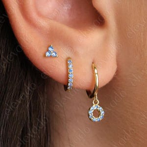 Aquamarine Sterling Silver Hoop Earring Set • Gift Ready