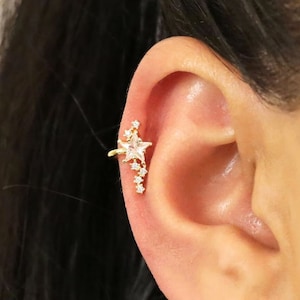 Bijou d'oreille conque étoilé • Boucle d'oreille sans piercing • Bijou d'oreille en or/argent • Bijoux Elevado
