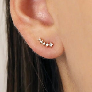 Tiny Climber Studs • paved CZ dainty earrings • gold studs • small stud earrings • minimalist earrings • silver stud earrings