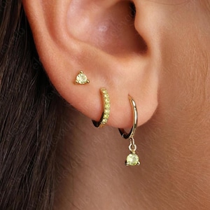 Apfelgrüne Creolen Ohrringe Set • Weihnachtsgeschenke • Geschenk für Mama • Geschenke für Sie • Brautjungfer Geschenk • Geburtstagsgeschenk • Mutter Geschenk