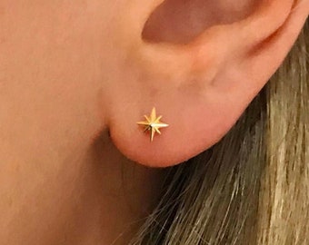 Tiny 3D Star Stud Earrings • CZ dainty earrings • star earrings • tiny stud earrings • small stud earrings • minimalist earrings