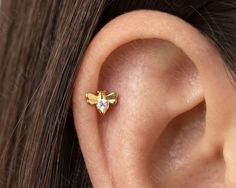 18G/16G Firefly Cartilage Flat Back Labret• cute stud earrings • tragus stud • flat back earring • helix • conch earring • cartilage