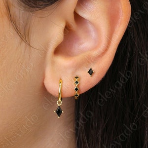 Black Onyx Everyday Earring Gift Set • black onyx hoop earrings • black studs • gift ready • gift for her • minimalist jewelry • gift set