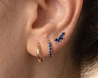 Conjunto de brincos de argola Sapphire Everyday • presente para ela • presente para madrinha • presente de Dia dos Namorados • brincos de argola dourados • brincos minimalistas