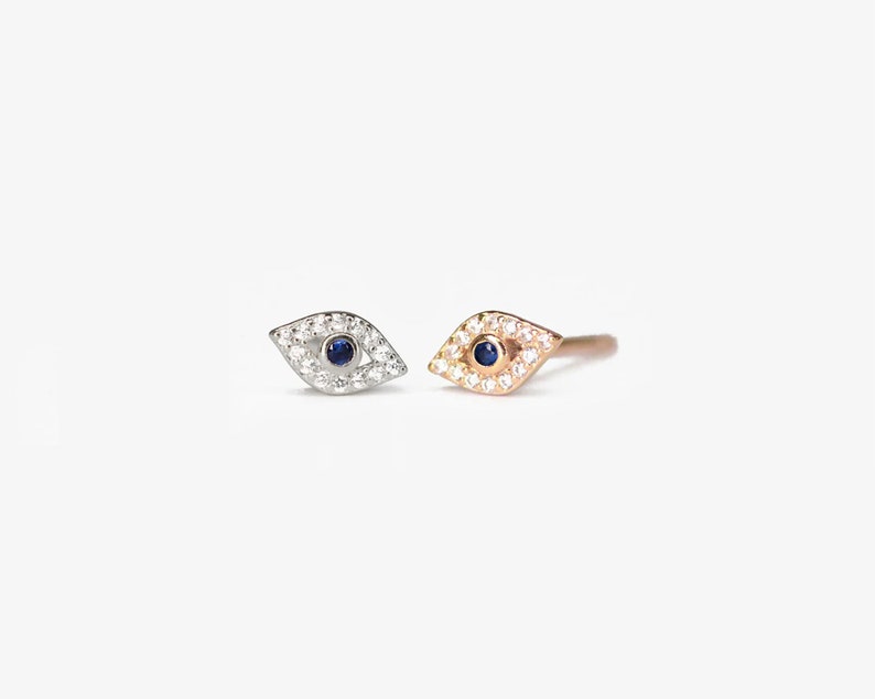 Evil Eye Stud Earrings dainty earrings eye silver studs small eye stud earrings minimalist earrings silver stud earrings image 4