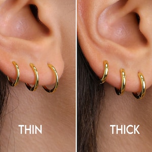 Simple Everyday Huggie Hoop Earrings rounded hoop earrings cartilage hoop gold conch hoop small helix hoop huggie tragus hoop zdjęcie 2