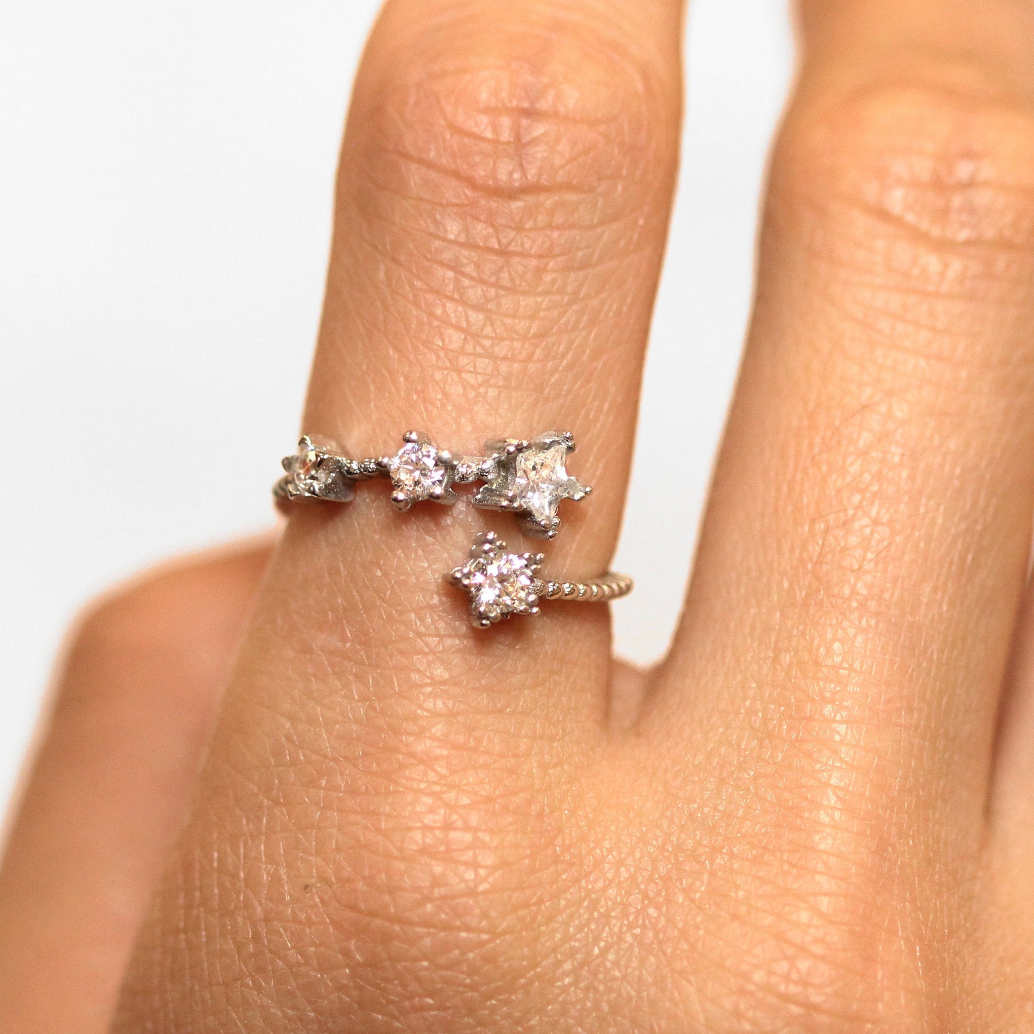 Xerling Star Finger Rings – Rhinestone Fingertip Rings, Boho Dainty Statement Rings For Women, Alloy, No Gemstone - View #5