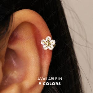 18G Cherry Blossom Rook Hoop Earrings • cartilage earrings • tiny hoop earrings • cartilage hoops • helix hoop earrings • elevado jewelry