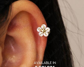 18G Cherry Blossom Rook Hoop Earrings • cartilage earrings • tiny hoop earrings • cartilage hoops • helix hoop earrings • elevado jewelry